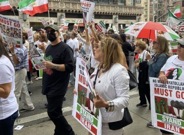 “They [Angeleno protesters] want the people of Iran to know that they are marching side by side. That there is full solidarity and support of the movement,” Lisa Daftari, Iranian American journalist and editor at The Foreign Desk. Photo by Giuliana Mayo.