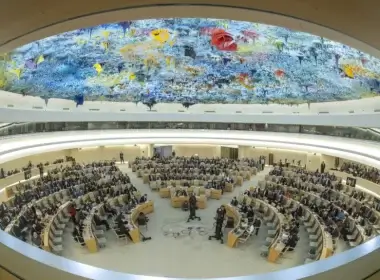 Overview of the Human Rights Council at the United Nations in Geneva, Sept. 12, 2022. Picture taken with a fish-eye lens. Reuters