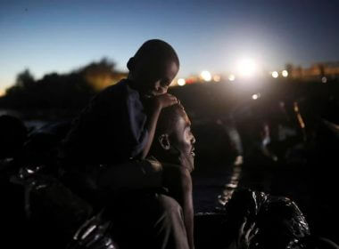 Migrants, most from Haiti, cross the Rio Grande towards Del Rio, Texas, from Ciudad Acuña, Mexico. Felix Marquez / AP Photo