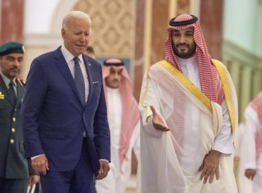 US President Joe Biden and Saudi Arabian Crown Prince Mohammed bin Salman at Alsalam Royal Palace in Jeddah, Saudi Arabia on July 15, 2022. Royal Court of Saudi Arabia / Handout/Anadolu Agency via Getty Images