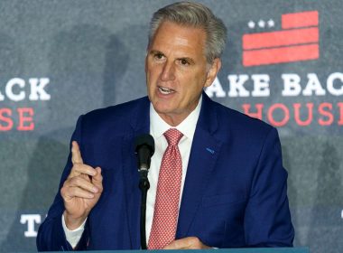 House Minority Leader Kevin McCarthy (R-Calif.) speaks during an Election Night party at The Westin in Washington, D.C., on Wednesday, November 9, 2022. The Hill