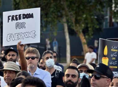 Hundreds gather for the Iranian American Women Foundation's candlelight vigil for Mahsa Amini at West Hollywood Park in West Hollywood, California on September 29. Jim Ruymen/UPI