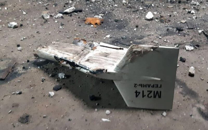This undated photograph released by the Ukrainian military's Strategic Communications Directorate shows the wreckage of what Kyiv has described as an Iranian Shahed drone downed near Kupiansk, Ukraine. AP