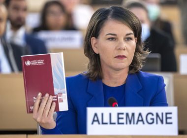 German Foreign Minister Annalena Baerbock attends a special Human Rights Council session at the European headquarters of the United Nations in Geneva, Switzerland, Thursday, Nov. 24, 2022. (Martial Trezzini/Keystone via AP)