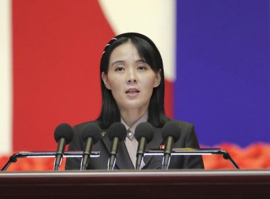 This photo provided on Aug. 14, 2022, by the North Korean government, Kim Yo Jong, sister of North Korean leader Kim Jong Un, delivers a speech during the national meeting against the coronavirus, in Pyongyang, North Korea, on Wednesday, Aug. 10, 2022. (Korean Central News Agency/Korea News Service via AP)