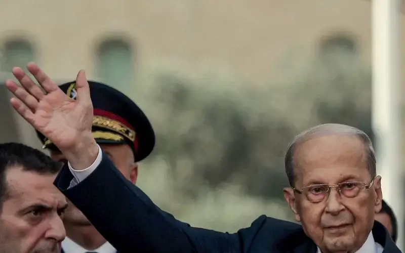 Outgoing Lebanese President Michel Aoun waves to his supporters during a ceremony before departing the Baabda Presidential Palace, Oct. 30, 2022 (Photo: Marwan Naamani/DPA via Reuters)