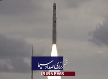 This image taken from video footage aired by Iranian state television on Saturday, Nov. 5, 2022, shows the launch of a satellite carrier rocket by Iran’s Revolutionary Guard from an undisclosed desert location. AP