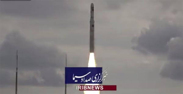 This image taken from video footage aired by Iranian state television on Saturday, Nov. 5, 2022, shows the launch of a satellite carrier rocket by Iran’s Revolutionary Guard from an undisclosed desert location. AP