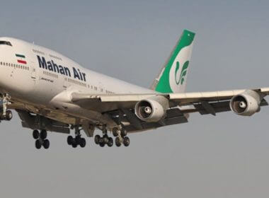 An Iranian Mahan airlines Boeing 747 in flight. iranintl.com