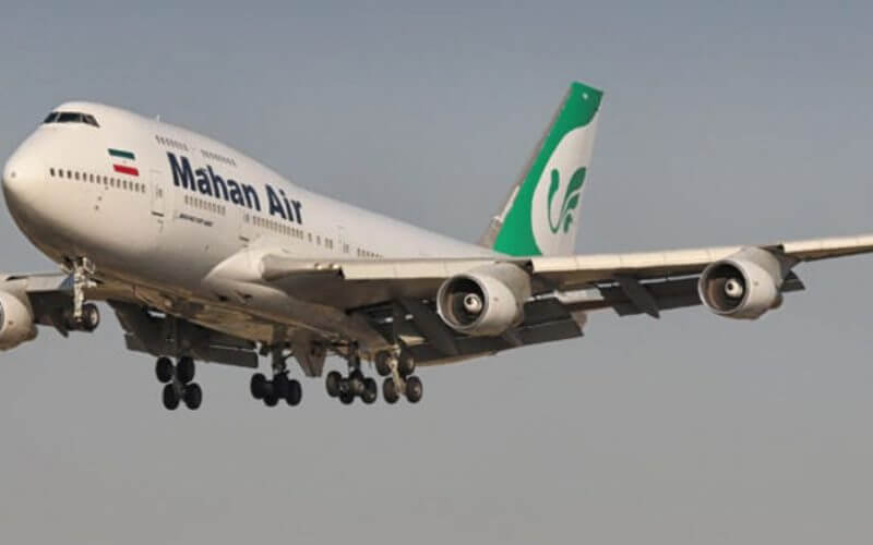 An Iranian Mahan airlines Boeing 747 in flight. iranintl.com