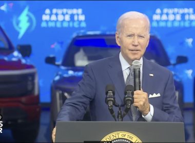 Pres. Joe Biden gives a speech in Detroit about the future of electric vehicles. Photo: Screenshot of a PBS live stream