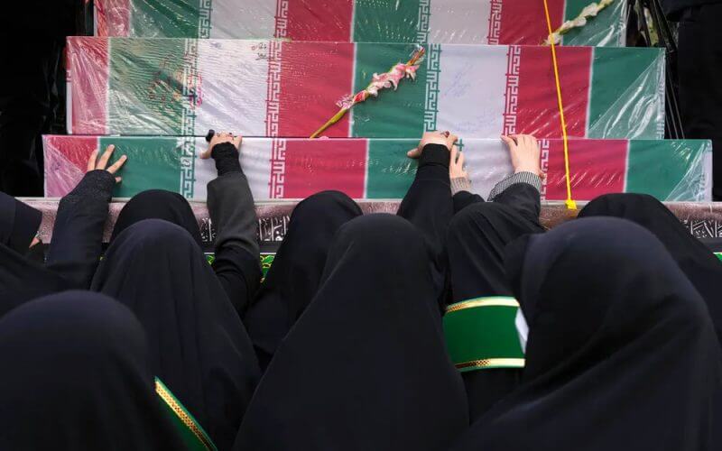 Iranians during an address by President Ebrahim Raisi in Tehran, Iran, on December 27, 2022. AP