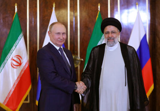 Iranian President Ebrahim Raisi meets with Russian President Vladimir Putin in Tehran, Iran, July 19, 2022. Reuters