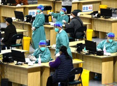 A gymnasium converted into a fever clinic in Fuzhou, China. Wang Dongming/Getty Images