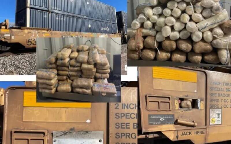 A hidden compartment in a train arriving from Mexico contained more than 700,000 fentanyl pills and methamphetamine, Arizona border officials said. (CBP)