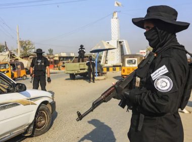 A member of the Taliban security forces stands guard in Jalalabad, Afghanistan, on December 6, 2022. AFP