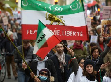 Iranians of Toulouse, France, organized a protest in solidarity with women and protesters in Iran. NurPhoto via Getty Images