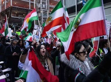 Protesters call on the United Nations to take action against the treatment of women in Iran, following the death of Mahsa Amini while in the custody of the morality police, during a demonstration in New York City on November 19, 2022. YUKI IWAMURA / AFP/GETTY IMAGES