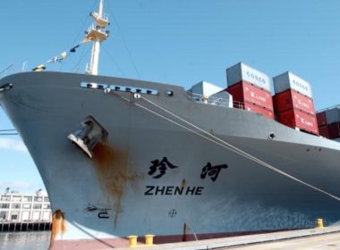 A Chinese ship pulls into Boston harbor in 2002 / Getty Images