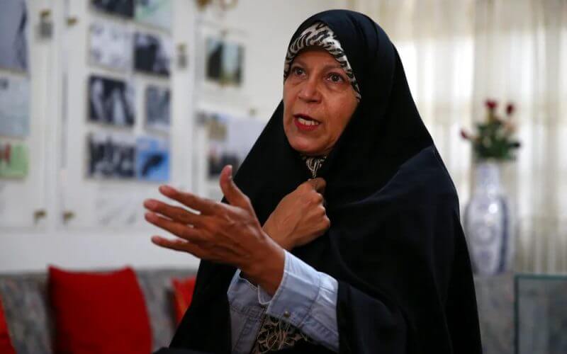 Faezeh Hashemi, the activist daughter of Iran's late President Akbar Hashemi Rafsanjani, speaks during an interview, in Tehran, Iran. AP