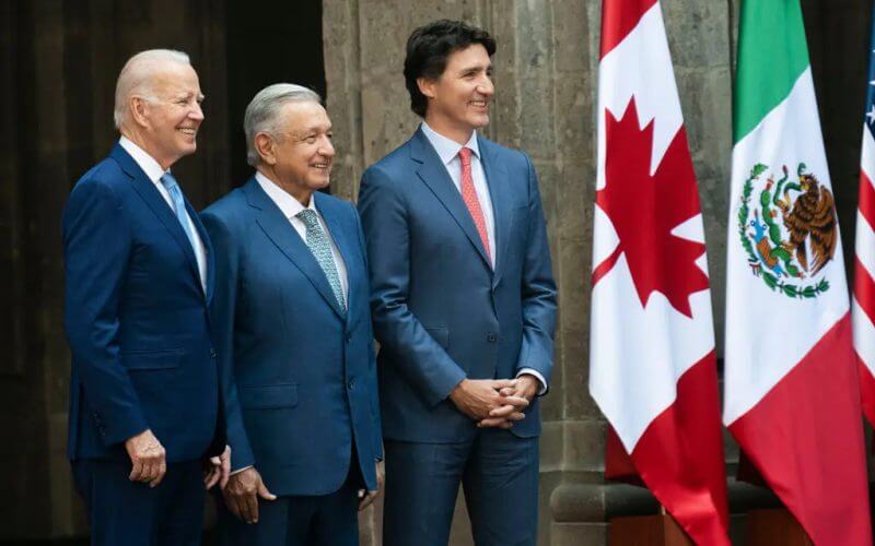 From left, President Biden, President Andrés Manuel López Obrador of Mexico and Prime Minister Justin Trudeau of Canada in Mexico City. Doug Mills/The New York Times