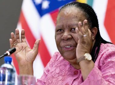 South Africa's Foreign Minister Naledi Pandor speaks to members of the media in Pretoria, South Africa, Aug. 8, 2022. AP
