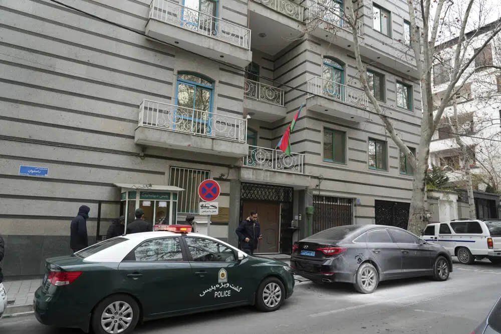 The building of the Azerbaijan Embassy is seen in Tehran, Iran, Friday, Jan. 27, 2023. AP