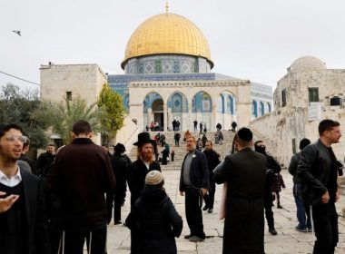 Visitors gather near the Dome of the Rock on the compound known to Muslims as the Noble Sanctuary and to Jews as the Temple Mount, in Jerusalem's Old City January 3, 2023. REUTERS/Ammar Awad