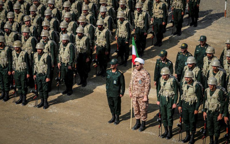 Members of the Islamic Revolutionary Guard Corps (IRGC) attend an IRGC ground forces military drill in the Aras area, East Azerbaijan province, Iran, October 17, 2022. (photo credit: IRGC/WANA/HANDOUT VIA REUTERS)