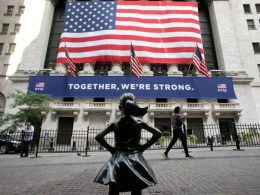 The Fearless Girl statue stands in front of the New York Stock Exchange, Thursday, July 9, 2020, in New York. Mark Lennihan / AP photo