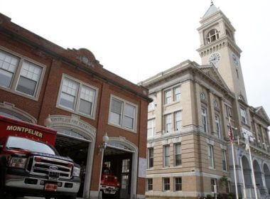 The fire station, left, and City Hall are seen in Montpelier, Vt., June 7, 2011. AP