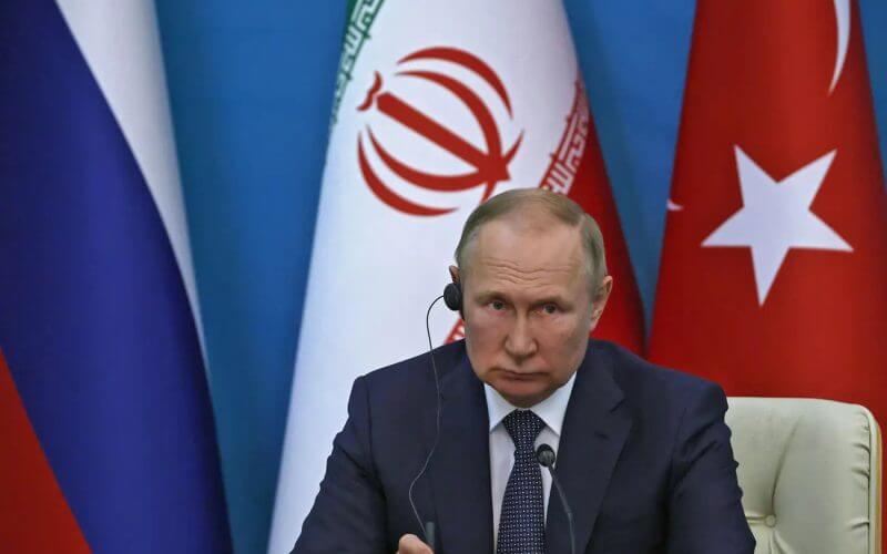 Russian President Vladimir Putin on a July 2022 visit to Iran. ATTA KENARE/Getty Images