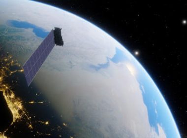 An illustration of a SpaceX Starlink internet satellite in orbit. Shutterstock