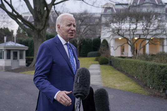 President Joe Biden talks with reporters outside the White House in Washington, Wednesday, Jan. 4, 2023. (AP Photo/Susan Walsh)