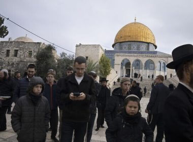 Jews visit the Temple Mount in the Old City of Jerusalem, Tuesday, Jan. 3, 2023. (AP/Maya Alleruzzo)
