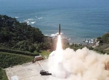 The test launch of a new South Korean ballistic missile in a video released in 2021. South Korean Ministry of Defense