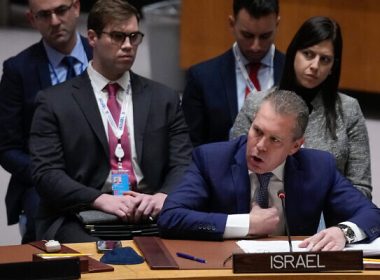 Gilad Erdan, Israeli Ambassador to the United Nations, speaks during a Security Council meeting at United Nations headquarters, January 5, 2023. (AP Photo/Seth Wenig)