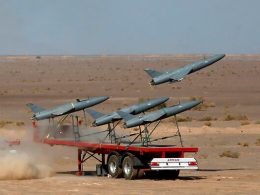 In this photo released by the Iranian Army on August 25, 2022, a drone is launched in a military drone drill in Iran. (Iranian Army via AP)