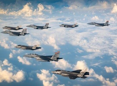 Israeli F-35i and American F-15 jets hold an exercise over Israel, November 29, 2022. (Israel Defense Forces)