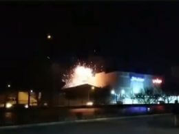 Screen grab from an unverified video circulating on social media said to show explosion at a defense facility in Iran's Isfahan after an alleged drone strike, January 28, 2023. (Used in accordance with Clause 27a of the Copyright Law)
