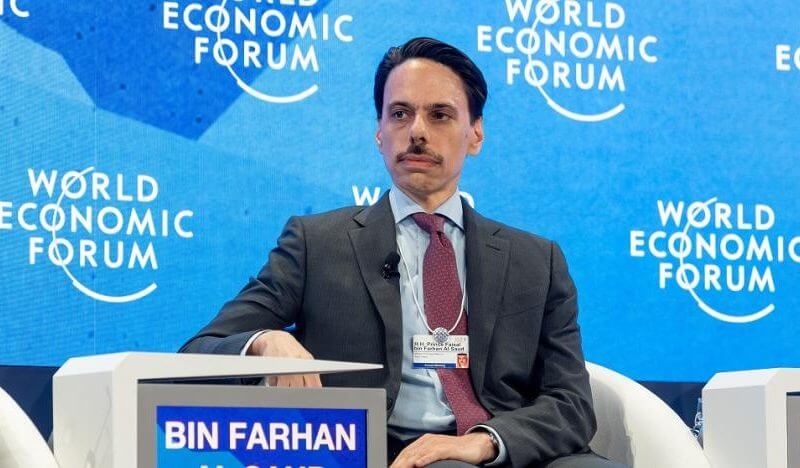 24 May 2022, Switzerland, Davos: Prince Faisal bin Farhan bin Adbullah, Minister of Foreign Affairs of Saudi Arabia, attends the "Geopolitical Outlook" session at the World Economic Forum Annual Meeting in Davos-Klosters. (World Economic Forum/dpa)