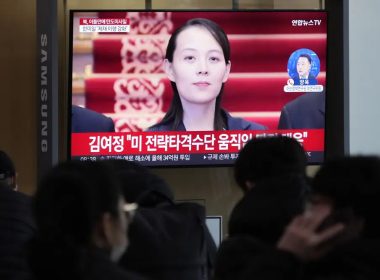 A TV screen shows a file image of Kim Yo Jong, the powerful sister of North Korean leader Kim Jong Un, during a news program at the Seoul Railway Station in Seoul, South Korea, Monday, Feb. 20, 2023. AP