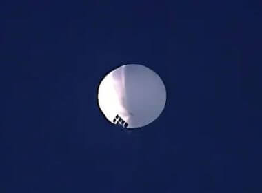 A high altitude balloon floats over Billings, Mont., on Wednesday, Feb. 1, 2023. (Credits: AP)