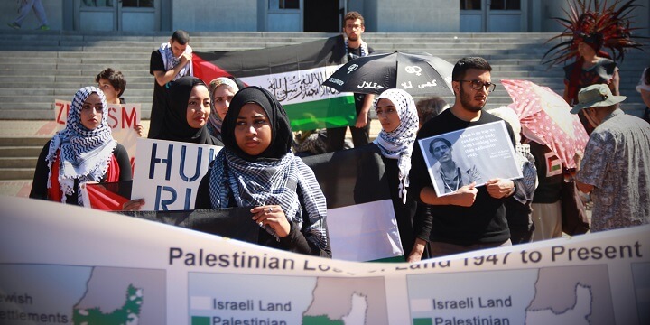 Members of Students for Justice in Palestine (SJP) at UC Berkeley. Photo: Ariel Hayat.