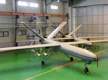 A Shahed 129 drone, one of the models smuggled into Russia, displayed in the Iranian capital Tehran in 2013. Photograph: Sepah News/AFP/Getty Images
