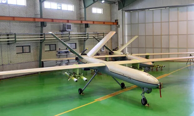 A Shahed 129 drone, one of the models smuggled into Russia, displayed in the Iranian capital Tehran in 2013. Photograph: Sepah News/AFP/Getty Images