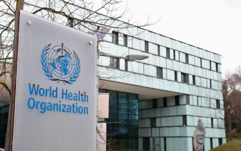 A logo is pictured outside a building of the World Health Organization (WHO) in Geneva, Switzerland. (Denis Balibouse/Reuters)