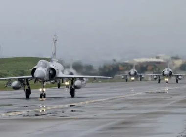 Taiwanese Mirage 2000 fighter jets taxi along a runway during a drill at an airbase in Hsinchu, Taiwan, Wednesday, Jan. 11, 2023. AP