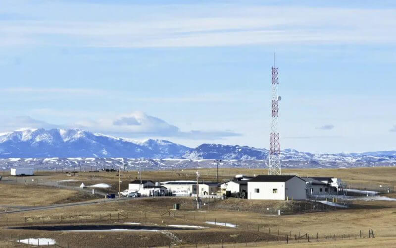 A U.S. Air Force installation surrounded by farmland in central Montana is seen on Feb. 7, 2023, near Harlowton, Mont. AP