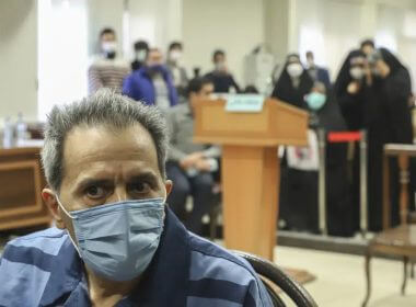 Iranian-German national and U.S. resident Jamshid Sharmahd attends his trial at the Revolutionary Court, in Tehran, Iran, Sunday, Feb. 6, 2022. AP